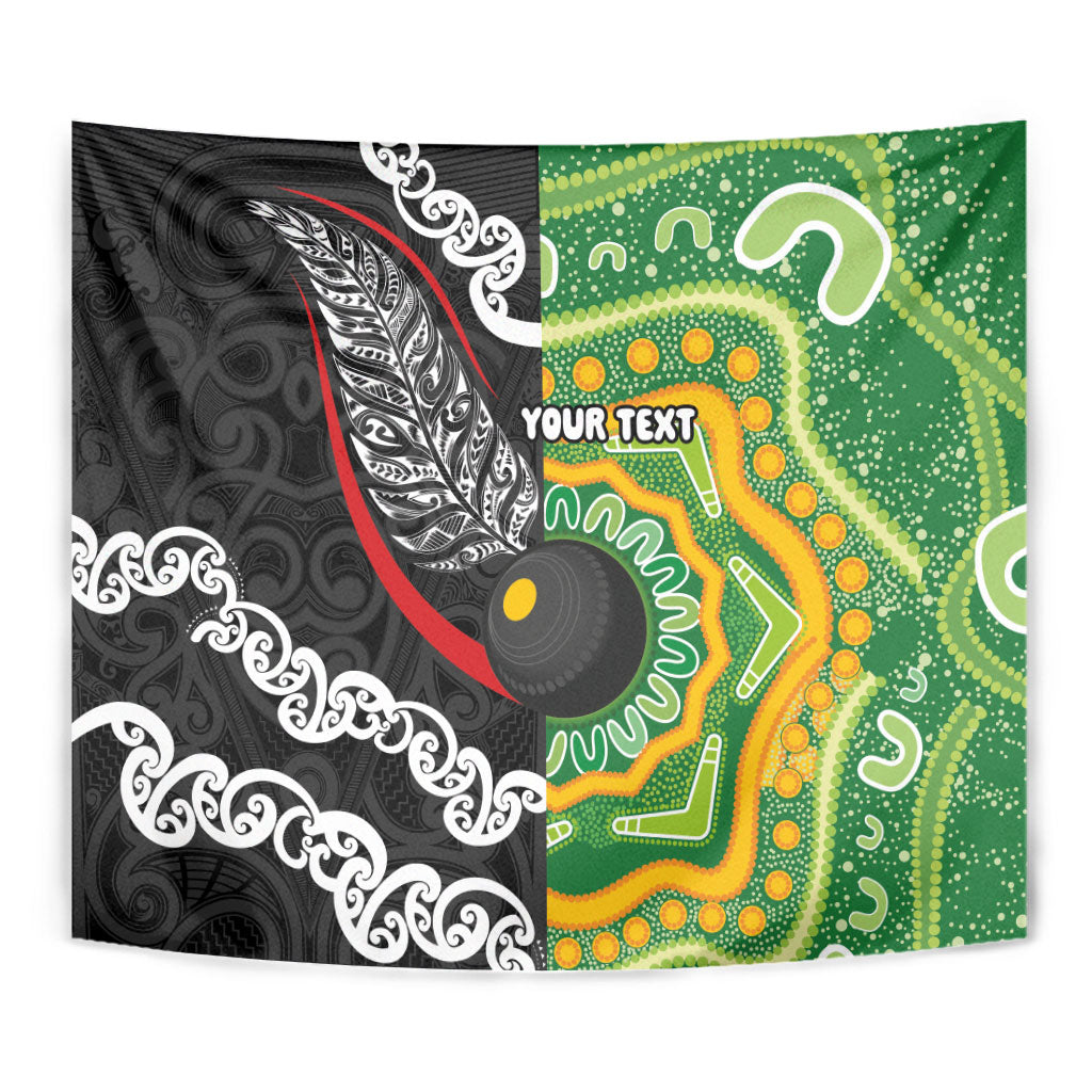 Personalised Aotearoa and Australia Lawn Bowls Tapestry Maori Fern and Aboriginal Pattern LT03 - Polynesian Pride