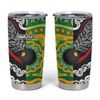 Personalised Aotearoa and Australia Lawn Bowls Tumbler Cup Maori Fern and Aboriginal Pattern LT03 Multicolor - Polynesian Pride