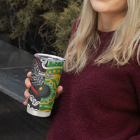 Personalised Aotearoa and Australia Lawn Bowls Tumbler Cup Maori Fern and Aboriginal Pattern LT03 - Polynesian Pride