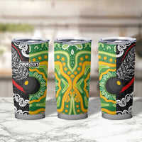 Personalised Aotearoa and Australia Lawn Bowls Tumbler Cup Maori Fern and Aboriginal Pattern LT03 - Polynesian Pride