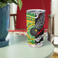 Personalised Aotearoa and Australia Lawn Bowls Tumbler Cup Maori Fern and Aboriginal Pattern LT03 - Polynesian Pride