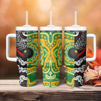 Personalised Aotearoa and Australia Lawn Bowls Tumbler With Handle Maori Fern and Aboriginal Pattern LT03 - Polynesian Pride
