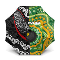 Personalised Aotearoa and Australia Lawn Bowls Umbrella Maori Fern and Aboriginal Pattern LT03 One Size Folded 11.42 inch Opened Diameter 37.4 inch Multicolor - Polynesian Pride