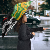 Personalised Aotearoa and Australia Lawn Bowls Umbrella Maori Fern and Aboriginal Pattern LT03 - Polynesian Pride