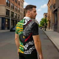 Personalised Aotearoa and Australia Lawn Bowls Zipper Polo Shirt Maori Fern and Aboriginal Pattern LT03 - Polynesian Pride