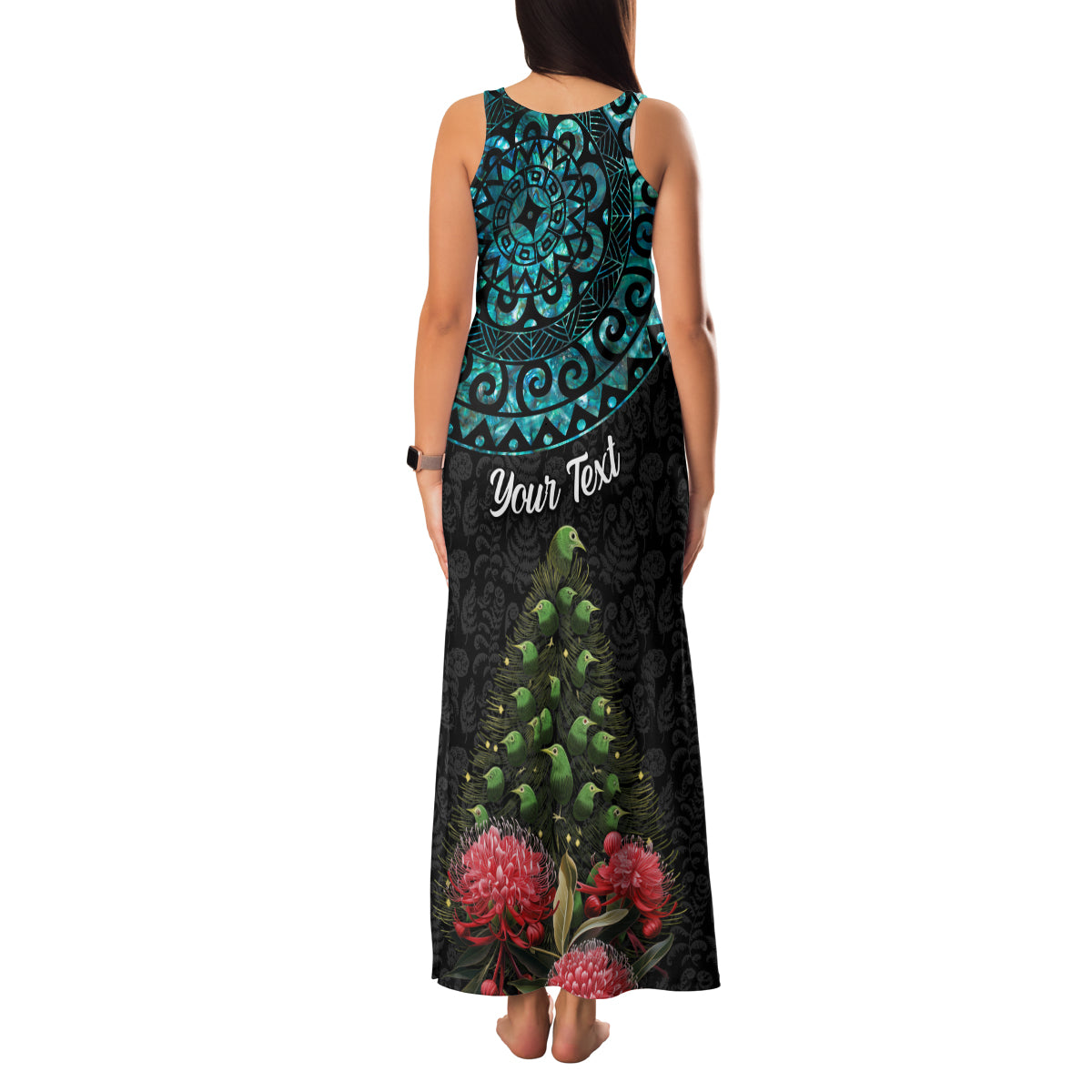 Personalized New Zealand Christmas Family Matching Tank Maxi Dress and Hawaiian Shirt Maori Santa Pikorua and Pohutukawa Meri Kirihimete LT03 - Polynesian Pride