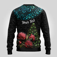 Personalized New Zealand Christmas Ugly Christmas Sweater Maori Santa Pikorua and Pohutukawa Meri Kirihimete LT03 - Polynesian Pride