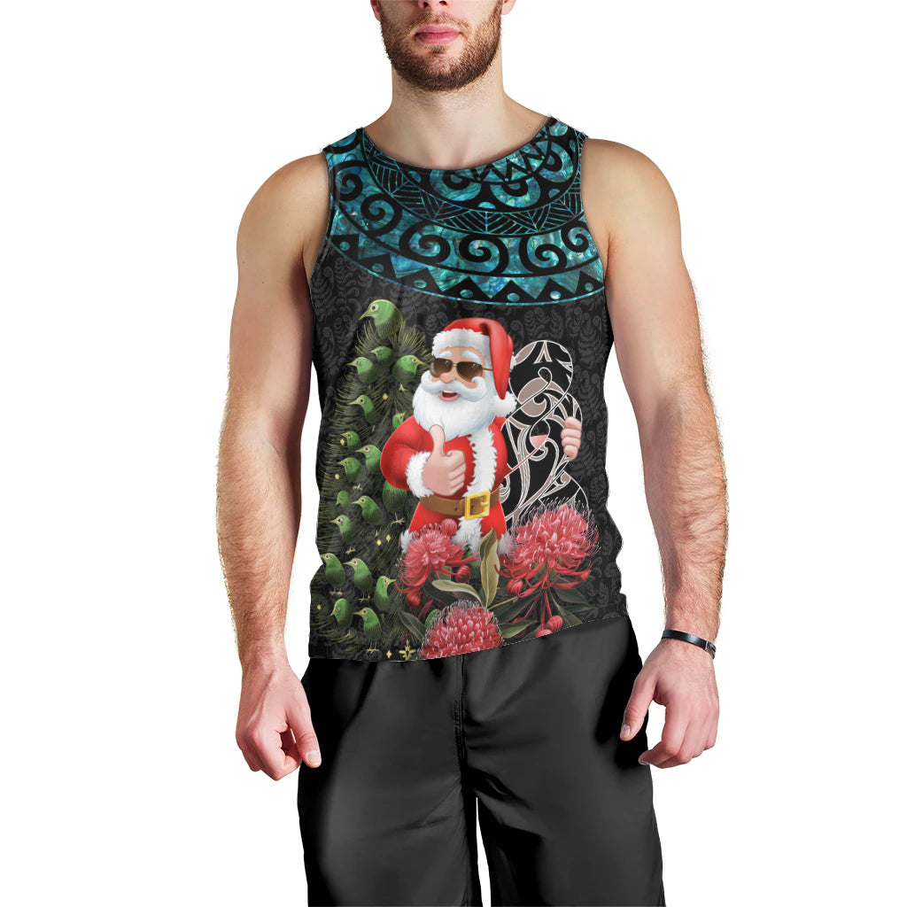 Personalized New Zealand Christmas Men Tank Top Maori Santa Pikorua and Pohutukawa Meri Kirihimete LT03 - Polynesian Pride