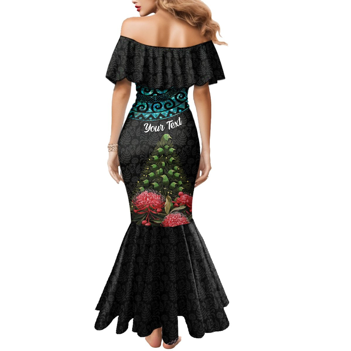 Personalized New Zealand Christmas Mermaid Dress Maori Santa Pikorua and Pohutukawa Meri Kirihimete LT03 - Polynesian Pride