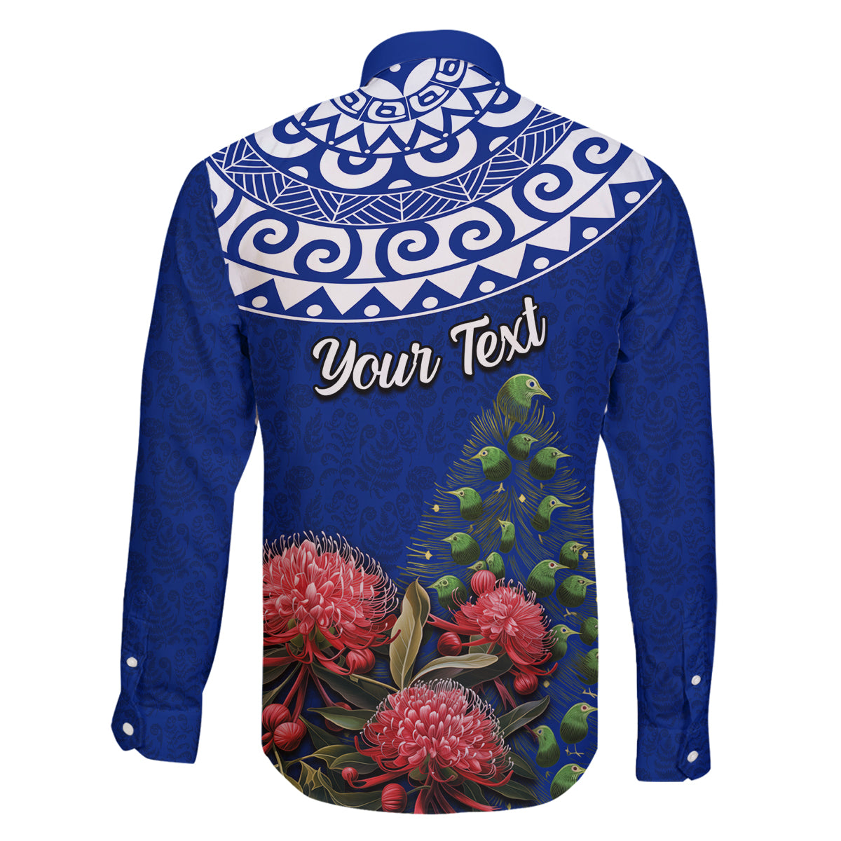 Personalized New Zealand Christmas Family Matching Off Shoulder Short Dress and Hawaiian Shirt Maori Santa Pikorua and Pohutukawa Meri Kirihimete Blue LT03 - Polynesian Pride