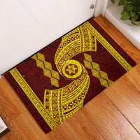 Tonga High School Rubber Doormat Traditional Ngatu and Polynesian Pattern LT03 Yellow - Polynesian Pride
