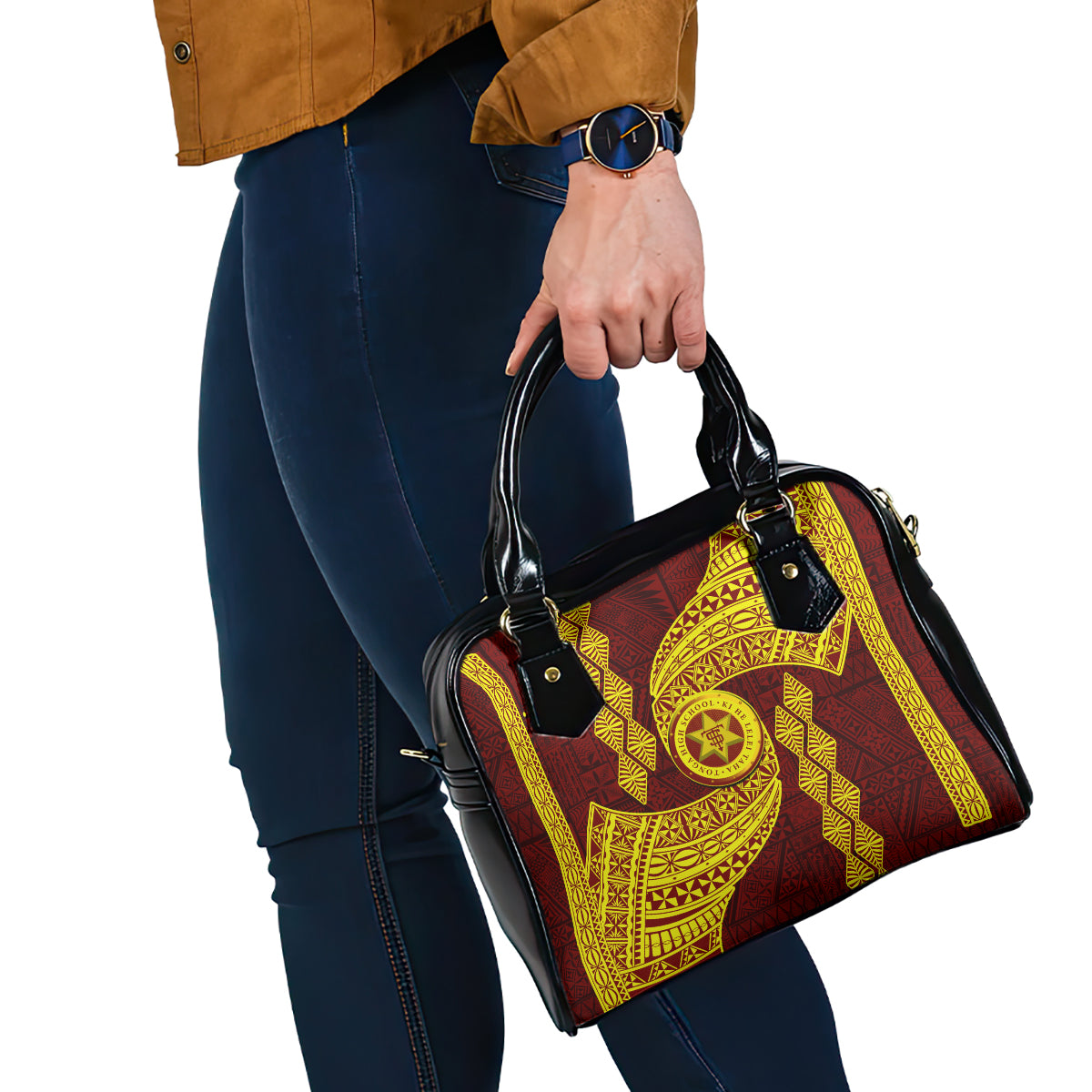Tonga High School Shoulder Handbag Traditional Ngatu and Polynesian Pattern LT03 - Polynesian Pride