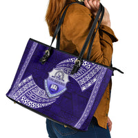 Tonga Tupou High School Leather Tote Bag Traditional Ngatu and Polynesian Pattern LT03 - Polynesian Pride