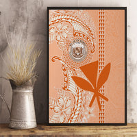 Kanaka Maoli Tropical Flowers with Kakau Tribal Canvas Wall Art Peach Fuzz Color LT03 - Polynesian Pride