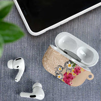 Hawaiian Tropical Flowers and Tribal Turtles AirPods Case Polynesian Art Motifs Beige Color LT03 - Polynesian Pride