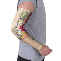Hawaiian Tropical Flowers and Tribal Turtles Arm Sleeves Polynesian Art Motifs Beige Color LT03 - Polynesian Pride