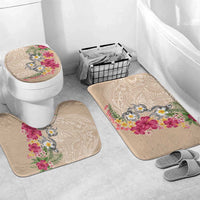 Hawaiian Tropical Flowers and Tribal Turtles Bathroom Set Polynesian Art Motifs Beige Color LT03 Mat Set Only (3 pcs) One Size Beige - Polynesian Pride