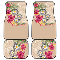 Hawaiian Tropical Flowers and Tribal Turtles Car Mats Polynesian Art Motifs Beige Color LT03 - Polynesian Pride