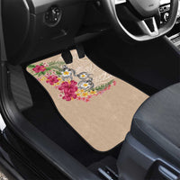 Hawaiian Tropical Flowers and Tribal Turtles Car Mats Polynesian Art Motifs Beige Color LT03 - Polynesian Pride