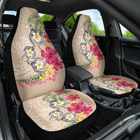 Hawaiian Tropical Flowers and Tribal Turtles Car Seat Cover Polynesian Art Motifs Beige Color LT03 One Size Beige - Polynesian Pride