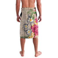 Hawaiian Tropical Flowers and Tribal Turtles Lavalava Polynesian Art Motifs Beige Color LT03 - Polynesian Pride