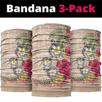 Hawaiian Tropical Flowers and Tribal Turtles Neck Gaiter Polynesian Art Motifs Beige Color LT03 package One Size: 25*50cm Beige - Polynesian Pride