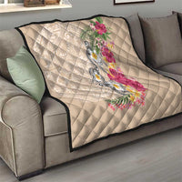 Hawaiian Tropical Flowers and Tribal Turtles Quilt Polynesian Art Motifs Beige Color LT03 - Polynesian Pride