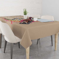 Hawaiian Tropical Flowers and Tribal Turtles Tablecloth Polynesian Art Motifs Beige Color LT03 - Polynesian Pride