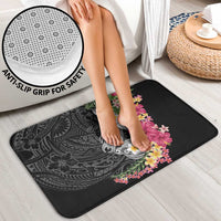 Hawaiian Tropical Flowers and Tribal Turtles Bathroom Set Polynesian Art Motifs Black Color LT03 - Polynesian Pride