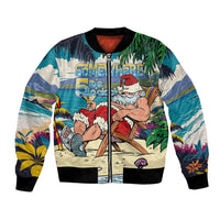 Mele Kalikimaka Hawaii It's 5 o'clock Somewhere Bomber Jacket Funny Lazy Santa Claus Chilling with Cocktail LT03 Unisex Multicolor - Polynesian Pride
