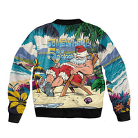 Mele Kalikimaka Hawaii It's 5 o'clock Somewhere Bomber Jacket Funny Lazy Santa Claus Chilling with Cocktail LT03 - Polynesian Pride