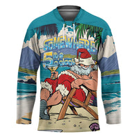 Mele Kalikimaka Hawaii It's 5 o'clock Somewhere Hockey Jersey Funny Lazy Santa Claus Chilling with Cocktail LT03 Unisex Multicolor - Polynesian Pride