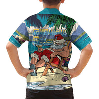 Mele Kalikimaka Hawaii It's 5 o'clock Somewhere Kid Hawaiian Shirt Funny Lazy Santa Claus Chilling with Cocktail LT03 - Polynesian Pride