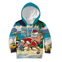Mele Kalikimaka Hawaii It's 5 o'clock Somewhere Kid Hoodie Funny Lazy Santa Claus Chilling with Cocktail LT03 Hoodie Multicolor - Polynesian Pride