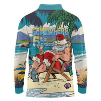 Mele Kalikimaka Hawaii It's 5 o'clock Somewhere Long Sleeve Polo Shirt Funny Lazy Santa Claus Chilling with Cocktail LT03 - Polynesian Pride