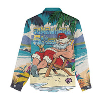 Mele Kalikimaka Hawaii It's 5 o'clock Somewhere Women Casual Shirt Funny Lazy Santa Claus Chilling with Cocktail LT03 - Polynesian Pride