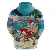 Mele Kalikimaka Hawaii It's 5 o'clock Somewhere Zip Hoodie Funny Lazy Santa Claus Chilling with Cocktail LT03 - Polynesian Pride