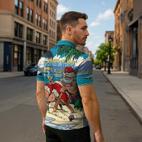 Mele Kalikimaka Hawaii It's 5 o'clock Somewhere Zipper Polo Shirt Funny Lazy Santa Claus Chilling with Cocktail LT03 - Polynesian Pride