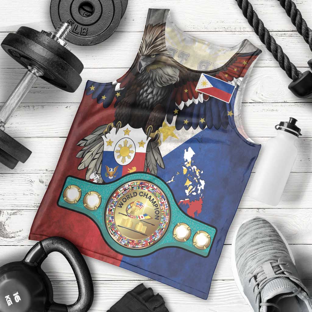 Custom Philippines World Champion Boxing Men Tank Top Eagle-Grunge Design - Polynesian Pride