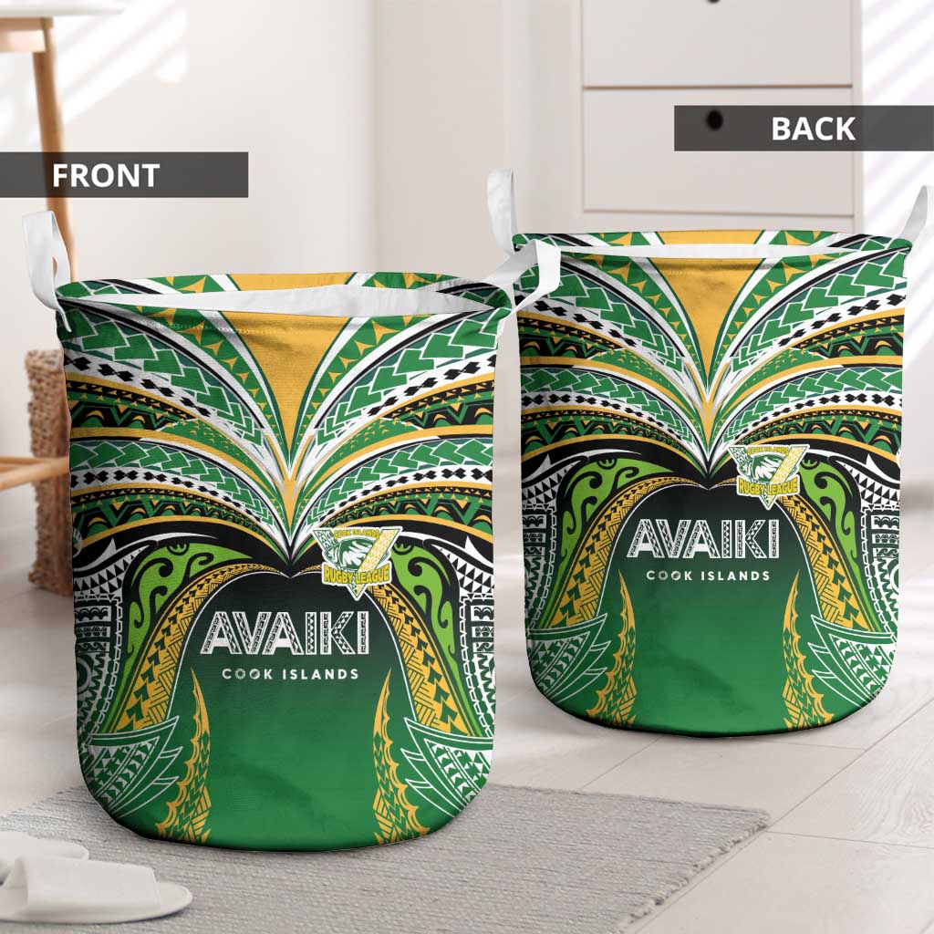 Cook Islands Rugby League Laundry Basket Avaiki Tatau Tribal Motifs Black Color LT03 - Polynesian Pride
