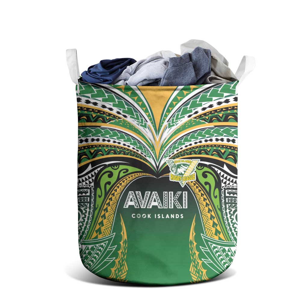 Cook Islands Rugby League Laundry Basket Avaiki Tatau Tribal Motifs Black Color LT03 - Polynesian Pride