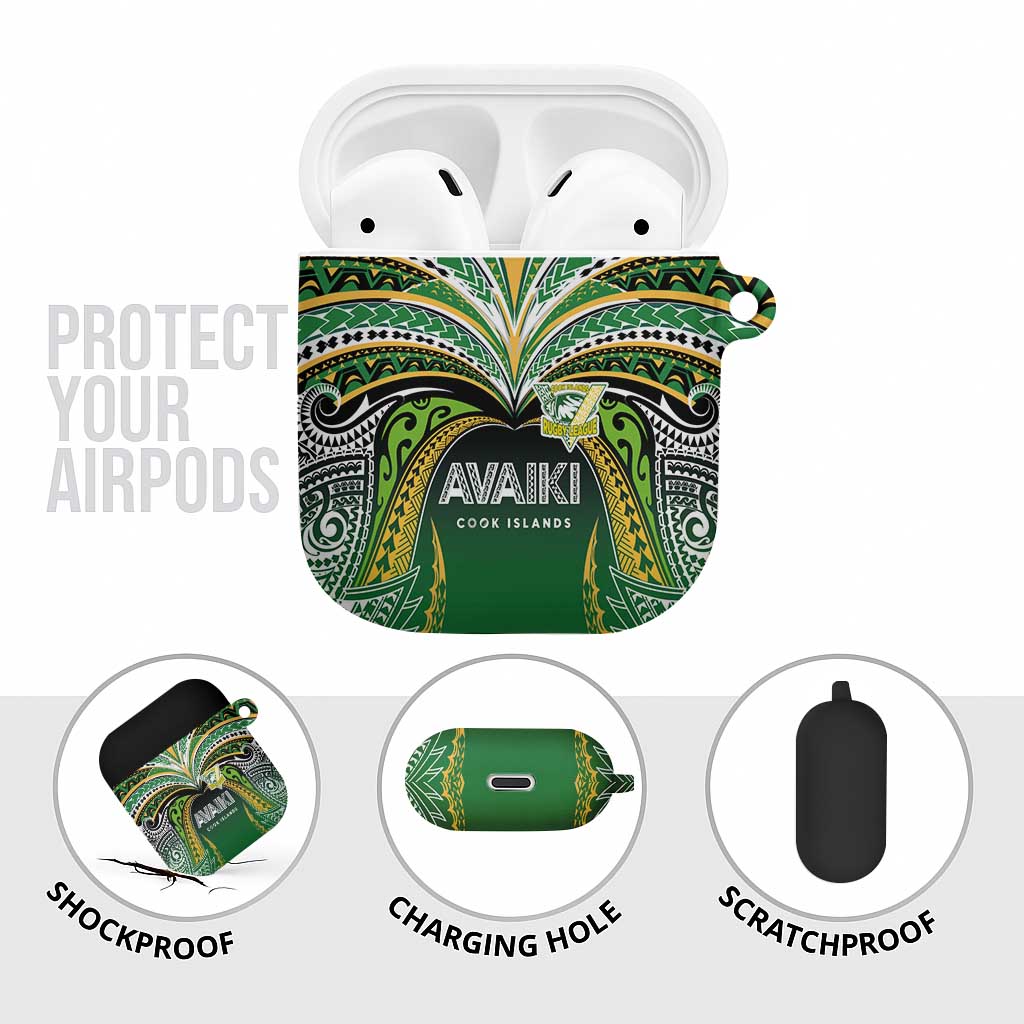 Cook Islands Rugby League AirPods Case Avaiki Tatau Tribal Motifs Black Color LT03 - Polynesian Pride