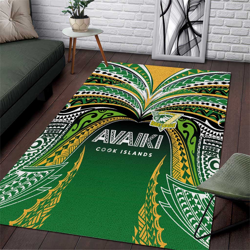 Cook Islands Rugby League Area Rug Avaiki Tatau Tribal Motifs Black Color LT03 Black - Polynesian Pride