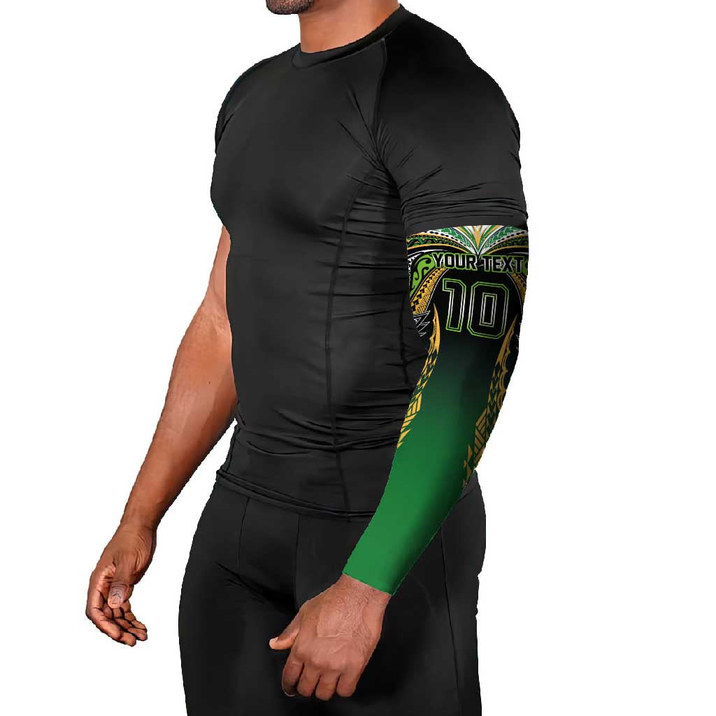 Custom Cook Islands Rugby League Arm Sleeves Avaiki Tatau Tribal Motifs Black Color LT03 - Polynesian Pride