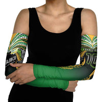 Custom Cook Islands Rugby League Arm Sleeves Avaiki Tatau Tribal Motifs Black Color LT03 - Polynesian Pride