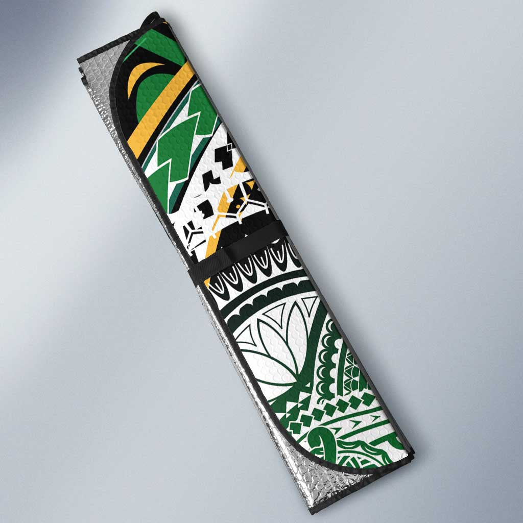 Cook Islands Rugby League Auto Sun Shade Avaiki Tatau Tribal Motifs Black Color LT03 - Polynesian Pride