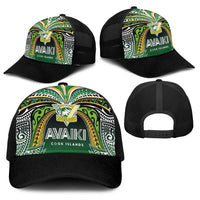 Cook Islands Rugby League Baseball Net Cap Avaiki Tatau Tribal Motifs Black Color LT03 - Polynesian Pride