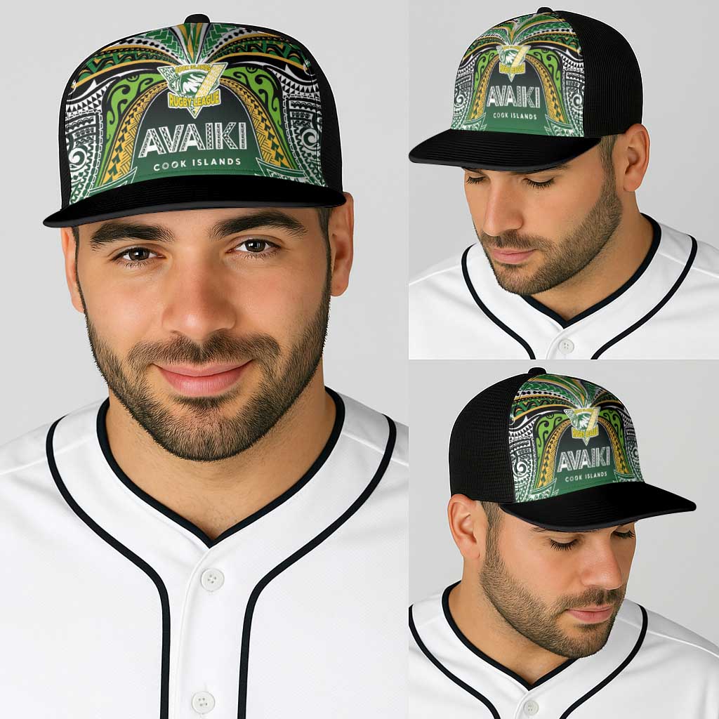 Cook Islands Rugby League Baseball Net Cap Avaiki Tatau Tribal Motifs Black Color LT03 - Polynesian Pride