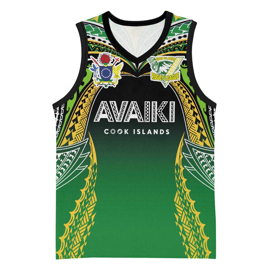 Custom Cook Islands Rugby League Basketball Jersey Avaiki Tatau Tribal Motifs Black Color LT03 Unisex Black - Polynesian Pride