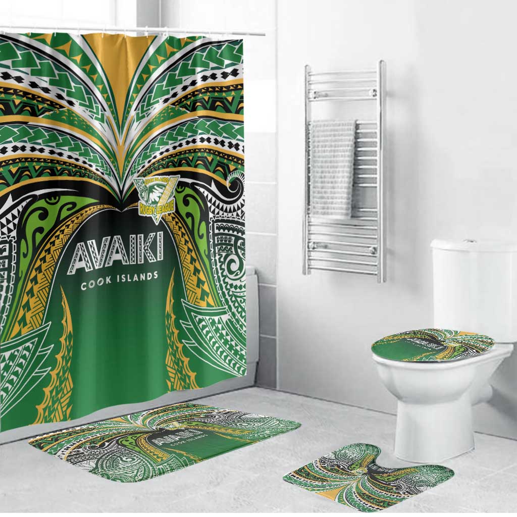 Cook Islands Rugby League Bathroom Set Avaiki Tatau Tribal Motifs Black Color LT03 Bathroom Set (4 pcs) Black - Polynesian Pride